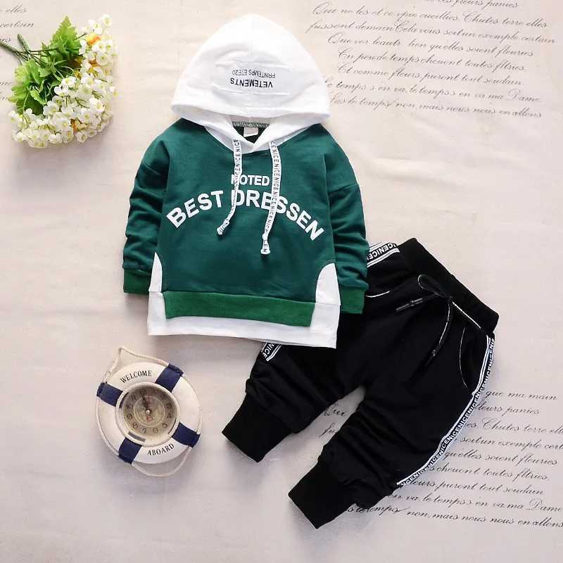 Clothing Sets New Spring Autumn Cotton Boys Clothes Outfit Kids Baby Sports Hooded Tops Pants 2pcs Sets Fashion Children Casual Tracksuits H241126