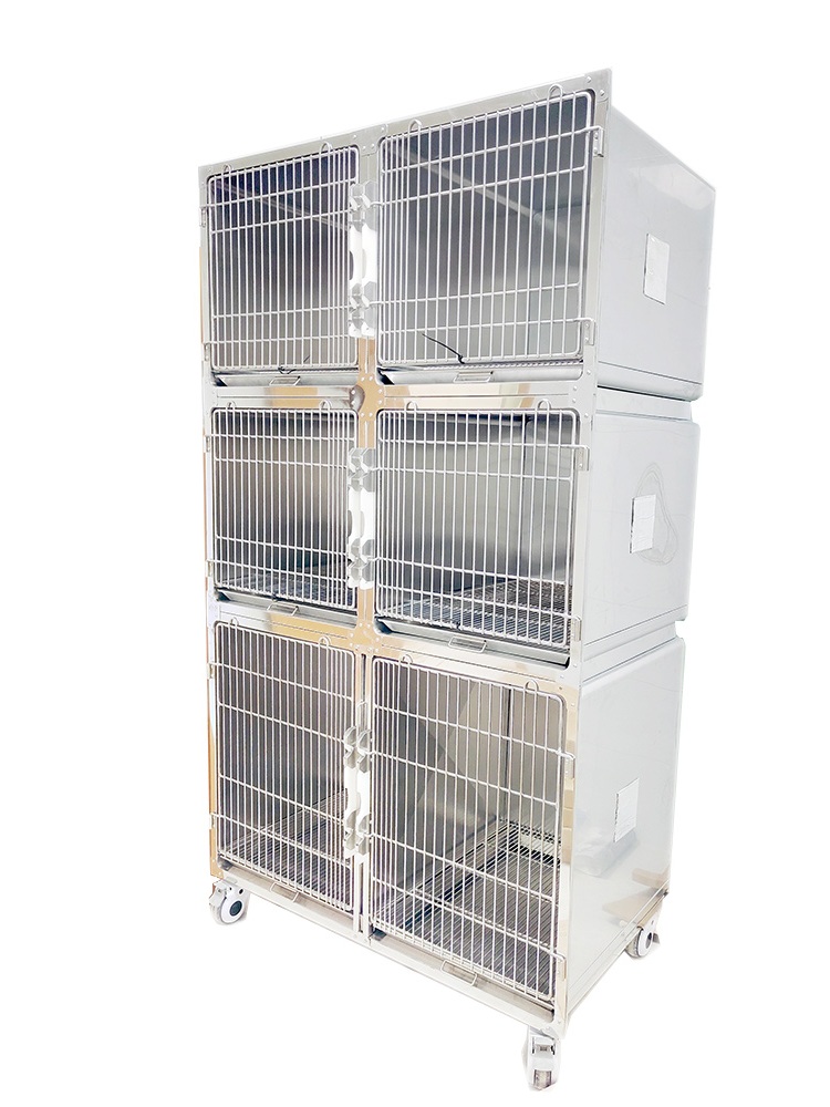 3- layer 6- door cage Veterinary pet hospital clinic stainless steel 304 dog cages (model A)