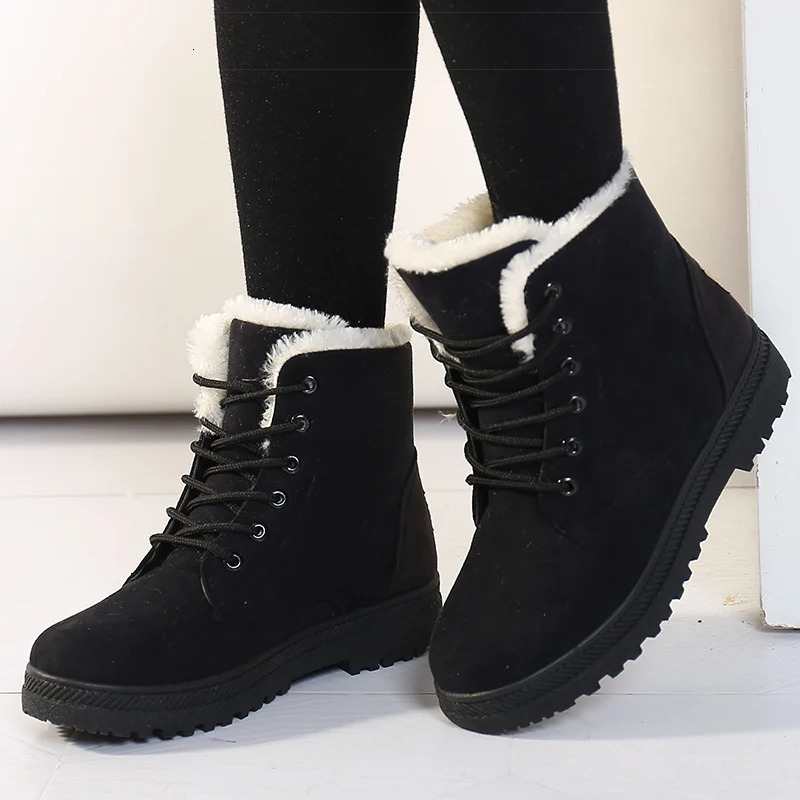 Women Boots Warm Fur Ankle Boots For Women Winter Boots Black Heels Snow Botas mujer Elegant Woman Heeled Shoes Winter Shoes 241126