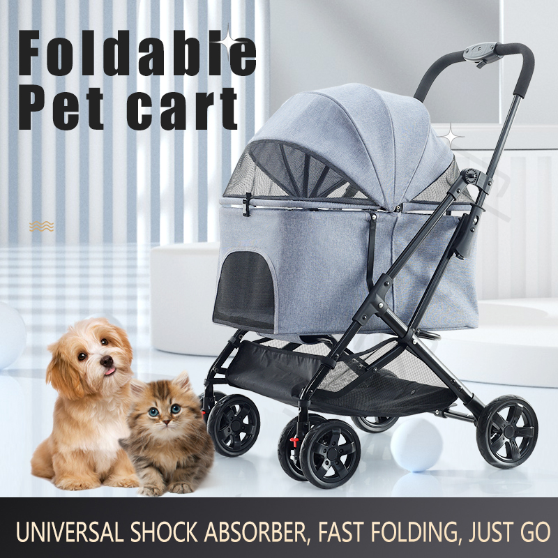Fashion Big Window Clear View Trolley Cat House Travel Backpack Pet Carrier Soft Dog Carrier Walk Strolling Cart With 4 Wheels