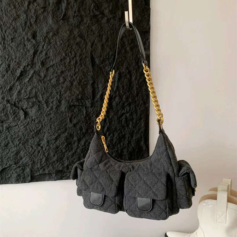 - Leather Handbags Chic Hot Dia Grid Shoulder With Chain Strap, Fashionable Crossbody Hobo Bag, Versatile Underarm Bag - Strap, ,