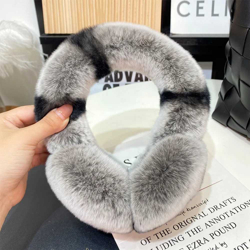 Fashionable and natural 100% Rex rabbit fur earmuffs Russian winter warmth womens real fur earmuffs girls earmuffs W241126
