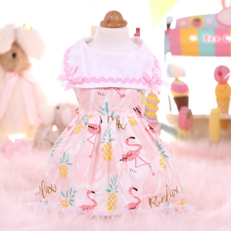 Heyri Pet Supplies Spring summer flamingo pet dog doll skirt clothes sweet romantic princess pet puppy dog dress clothes