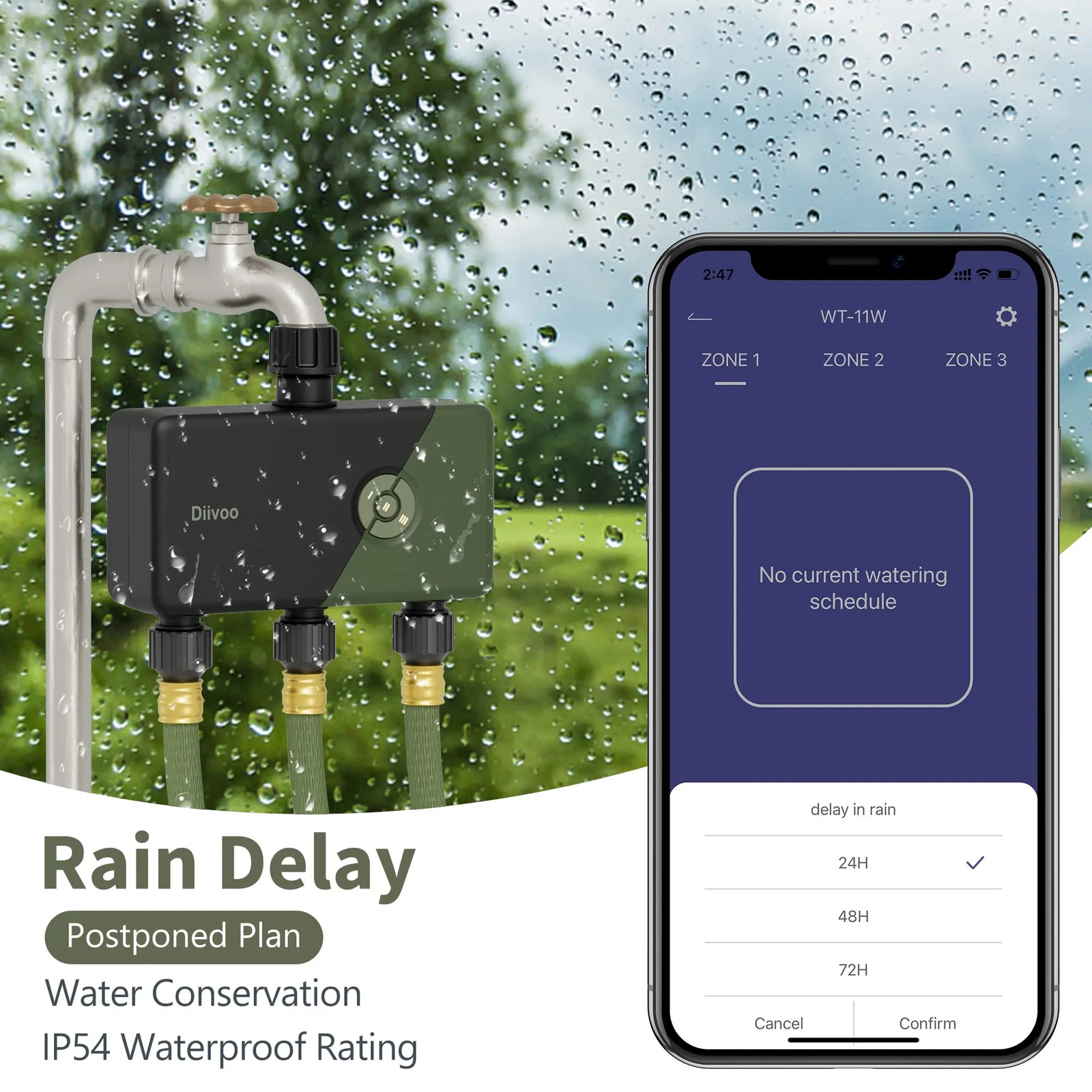 Diivoo WIFI controller timer intelligent courtyard irrigation system garden timer hose control device with Alexa support 241125