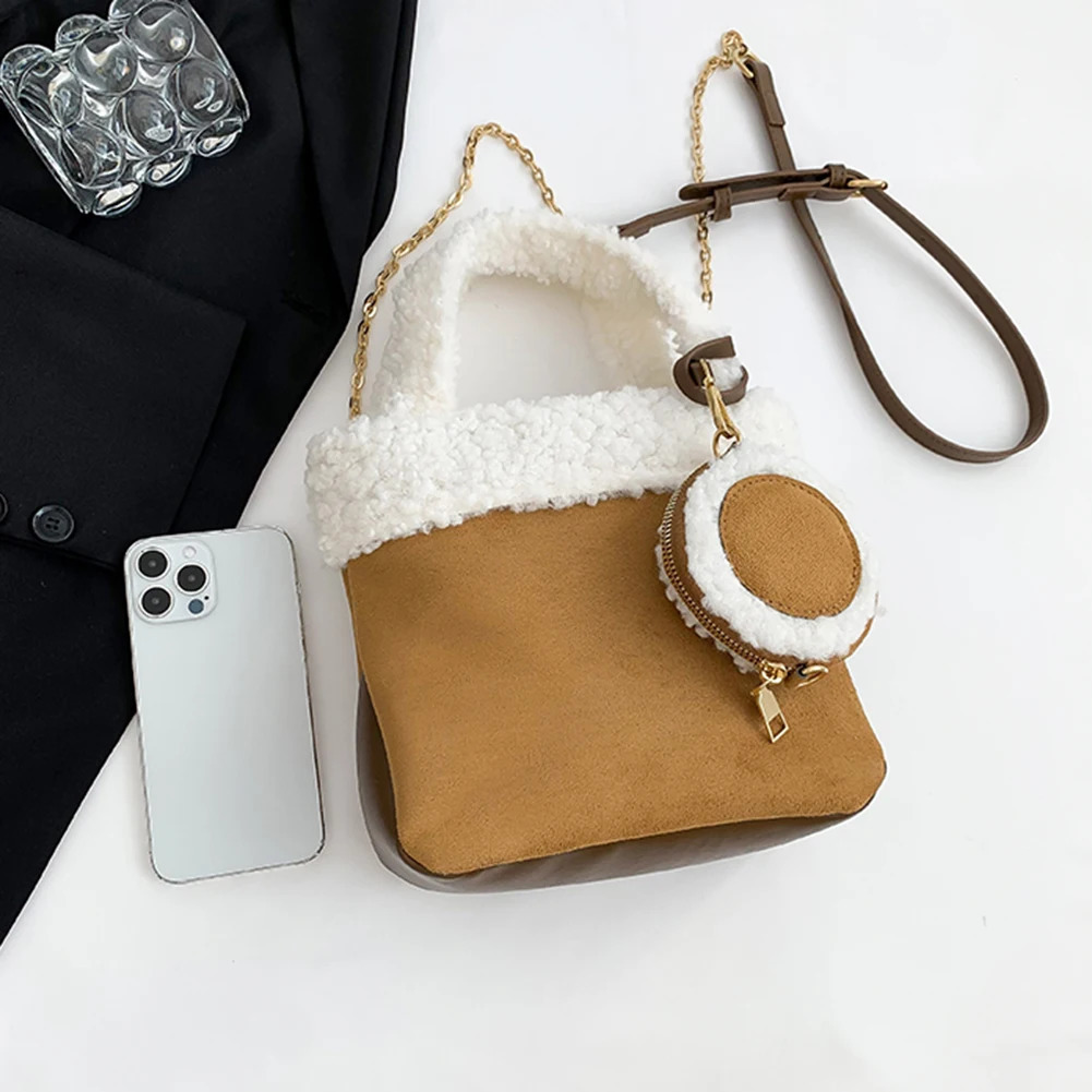 Faux Lamb Wool Handbag Women Casual Plush Crossbody Bag Furry Shoulder Winter Fluffy Tote Stylish Purse 241125