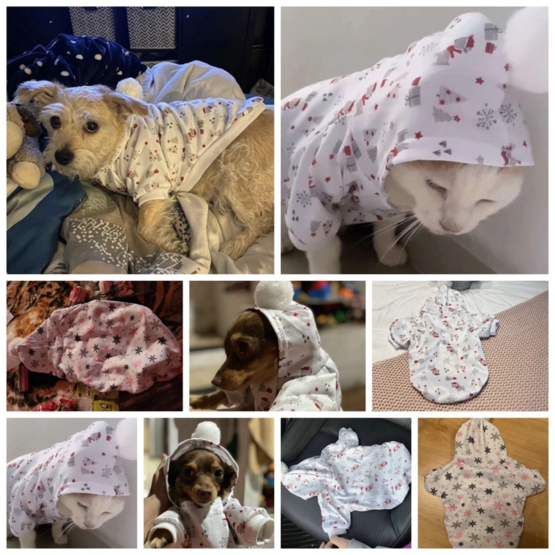 Dog Christmas Hoodies Soft Dog Clothes with Christmas Tree Design Sweatshirts Dog Costumes