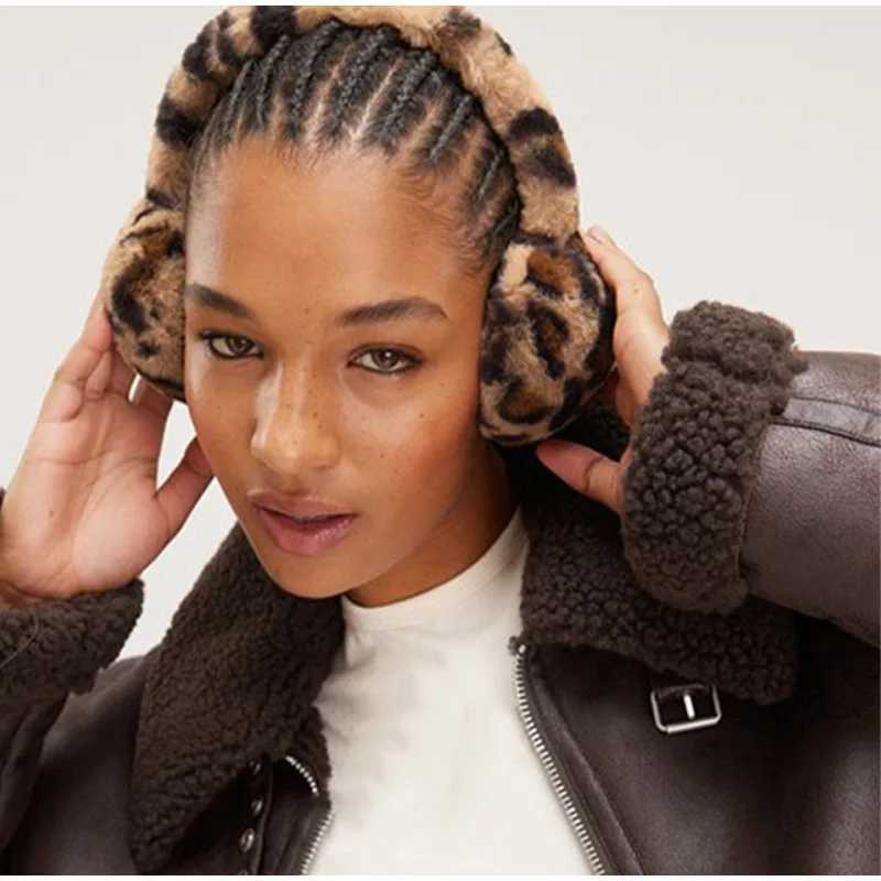 1pcs Leopard Print Soft Plush Ear Warmers Winter Warm Earmuffs Fashion Earmuffs Outdoor Cold Folding EarmuffsXJ241126