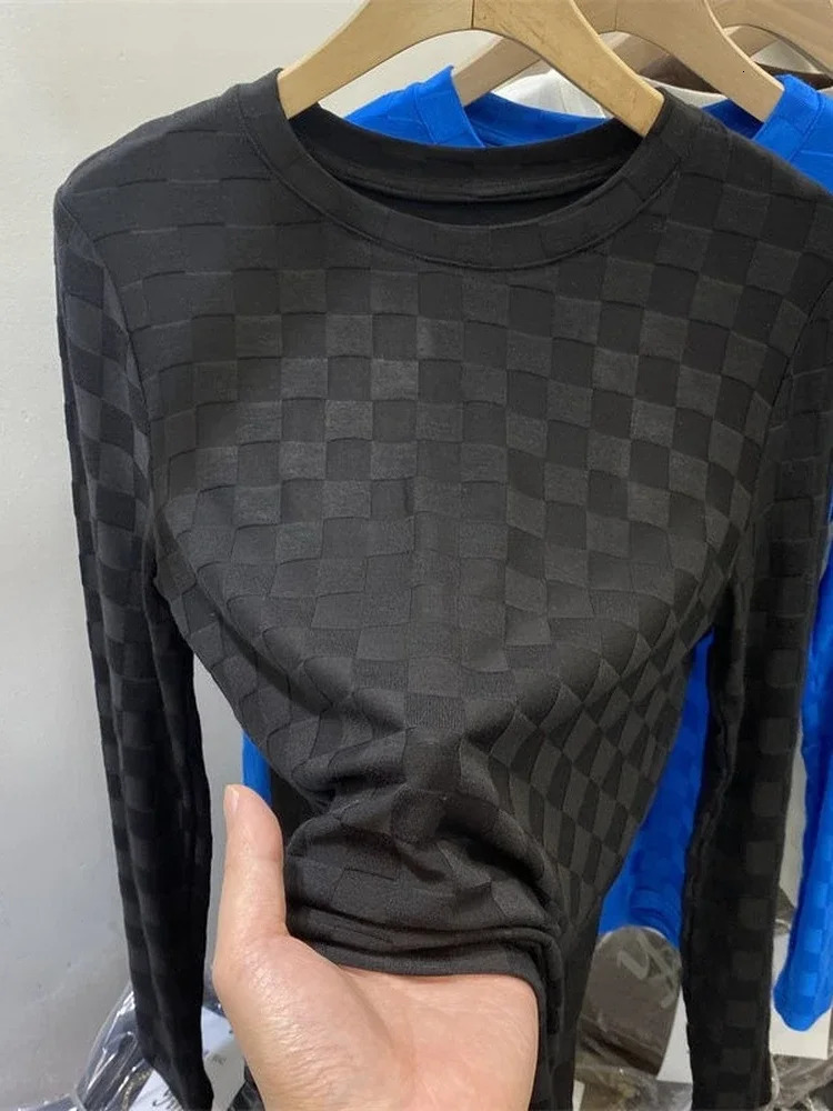 Summer womens T-shirt womens T-shirt womens top smooth ultra-thin T-shirt womens long sleeved crop spring T-shirt autumn tight Y2k 241121