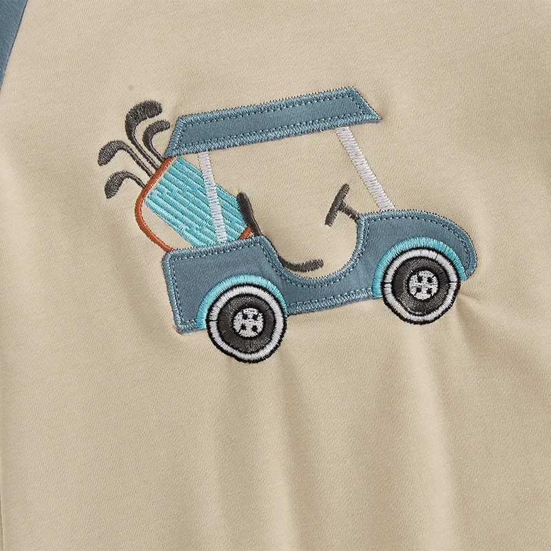 Clothing Sets Newborn Baby Boy Autumn Romper Golf Cart Embroidery Long Sleeve Crew Neck Full Length Jumpsuit Casual Toddlers Clothes H241126