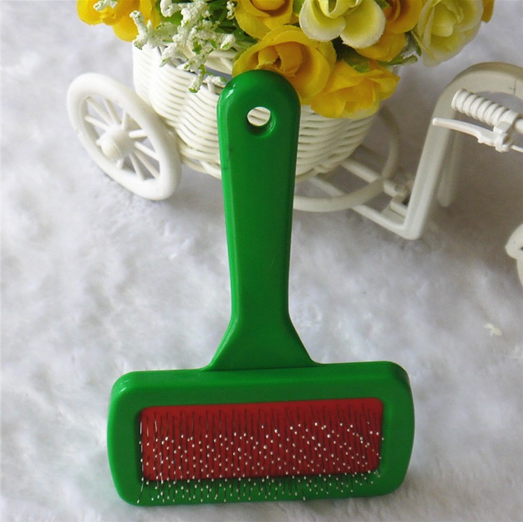 Hot selling pet supply Green and red pet animal cat dog puppy poodle hair fur slicker comb brush