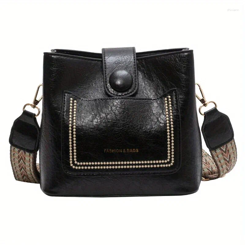 Totes Vintage Simple PU Leather Bucket Crossbody Bags For Women Handbagt Lady Black Shoulder Bag zhanyishengli