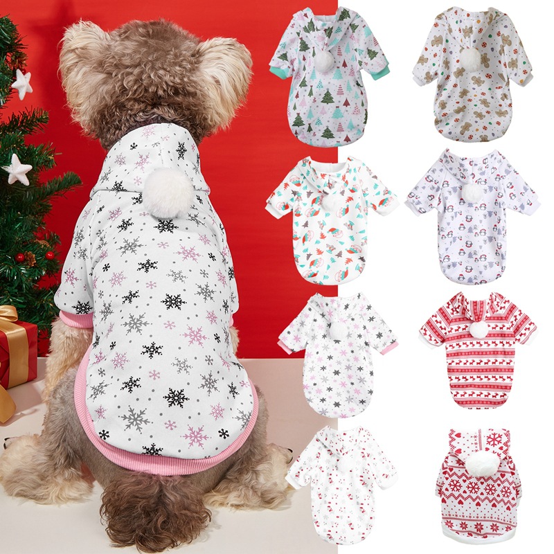 Dog Christmas Hoodies Soft Dog Clothes with Christmas Tree Design Sweatshirts Dog Costumes