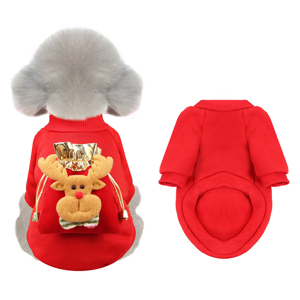 Plush Christmas Pet Clothing Suitable For Dogs Cats Fancy Holiday Pet Clothes With Christmas Tree Deer Santa Clause Design
