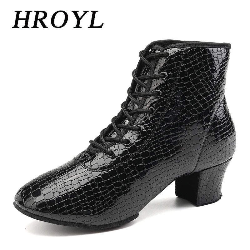 Womens Latin dance shoes smooth dance floor tango shoes stone pattern suede rubber sole waltz dance boots direct 241126