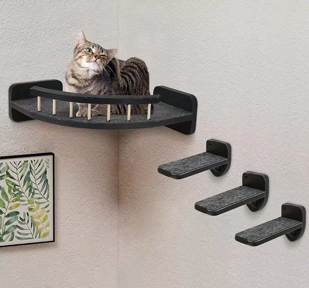 Cat hammock ledges wooden walls for cats to perch on