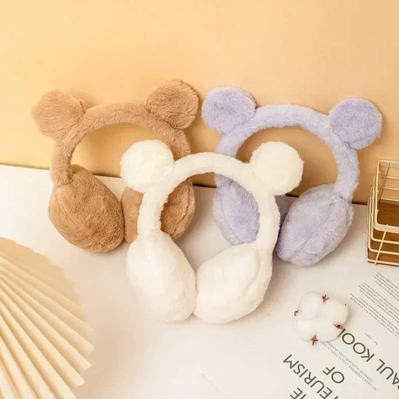 Winter Warm Plush Earmuffs for Women Men Cute Bear Ears Ear Warmer Earfl Outdoor Windproof Ear-Muffs Faux Furry Ear CoversXJ241126