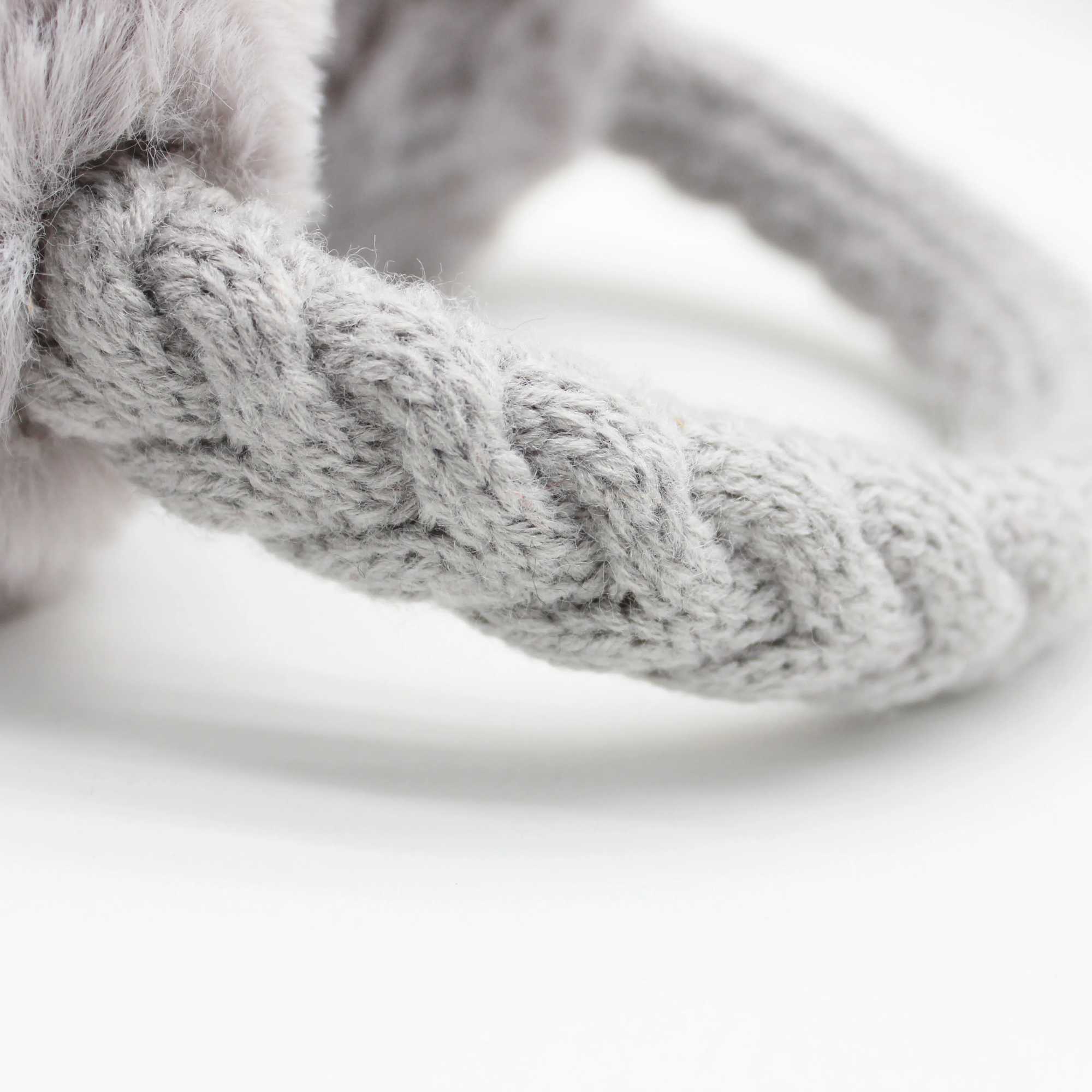 HATZZI neutral cable knitted rabbit fur warm earmuffs orejeras cache oreilles de lapin en peluche earmuffs for women W241126