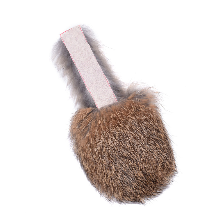 rabbit fur squeaker toy real fur flat rat dog toy