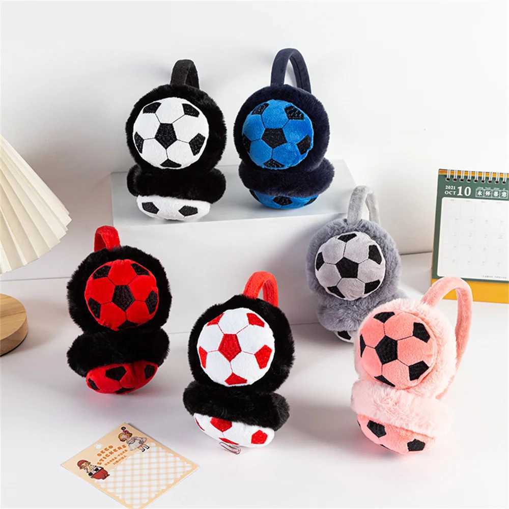 Kids Cute Warm Earmuffs Football Design Unisex Plush Ear Muffs Winter Windproof Comfortable Outdoor Travel Ear Warmers EarflXJ241126
