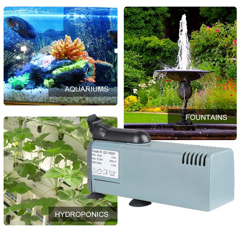 Heto 132GPH Submersible Pump(500L/H, 5W),1.64ft lift,aquarium pump,water pump for Fish Tank,Pond,Aquarium,Statuary,Hydroponics