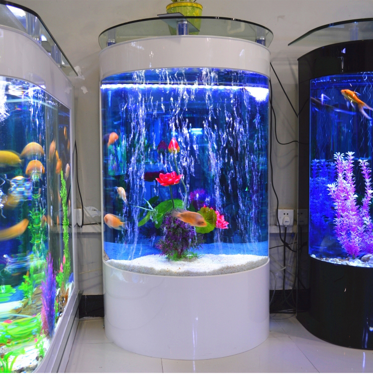 Customized half-rounded Acrylic aquarium fish tank Glass Bullet front fish tank aquarium with top bar