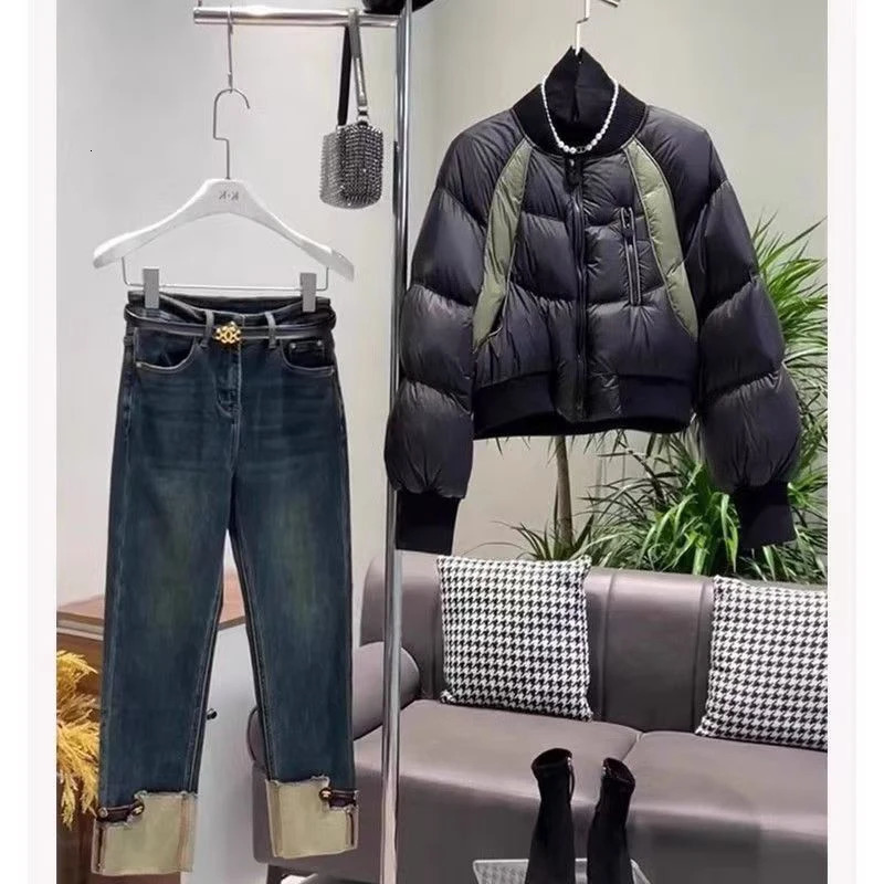 Womens Winter Cropped Puffer Parka Jacket Short Warm Quilted Jacket Long Sleeve Padded Jacket Winter Warm Jacket 241125