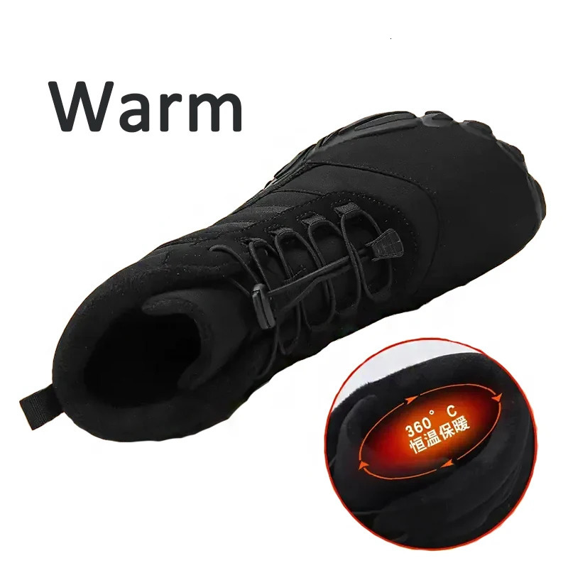 Winter Boots Mens Snow Barefoot Casual Shoes Outdoor Work Shoes Womens Warm Fur Mens Ankle Shoes Mens Snow Boots Large Size 47 241126