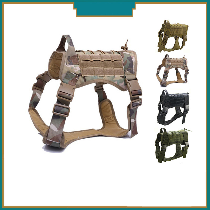 Dog Chest Camouflage Tactical Strap Nylon Traction Rope Vest Type Pet Harness Set