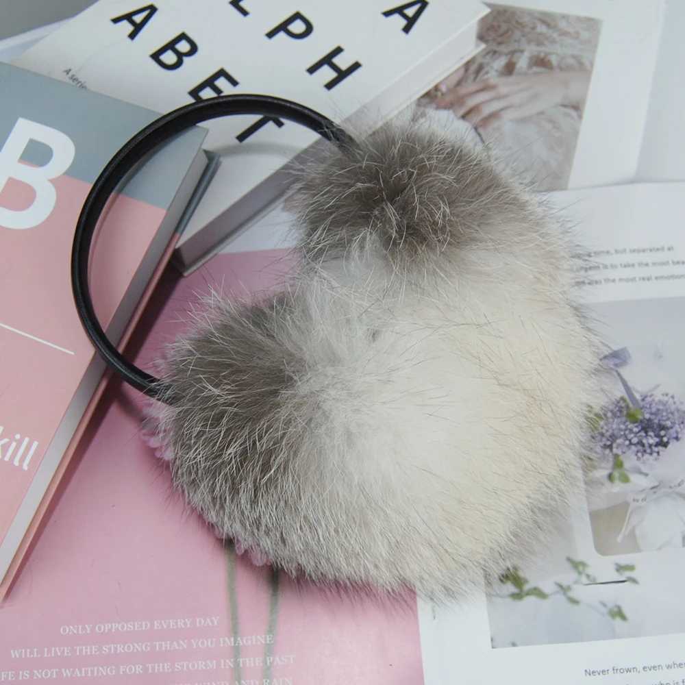 New luxury womens fox fur earmuffs for winter women warm and genuine fox fur earmuffs for girls oversized womens fur earmuffs W241126