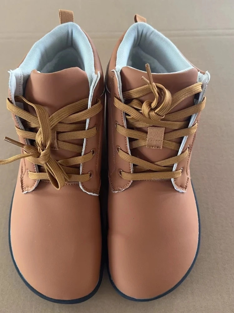 ZZFABER Adult Barefoot Boots Winter Ankle Warm Shoes Mens Outdoor Minimalist Snow Boots Comfortable Winter Boots 241126