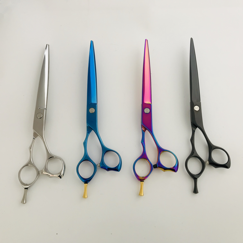 AK110 7.5 inch black blue pink purple rainbow pet grooming scissors shears dogs cats barber salon sets kits titanium titan