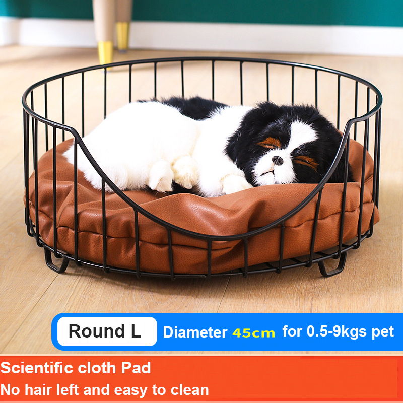 Solid wrought iron pet beds frame design with soft scientific cloth pad easy to clean