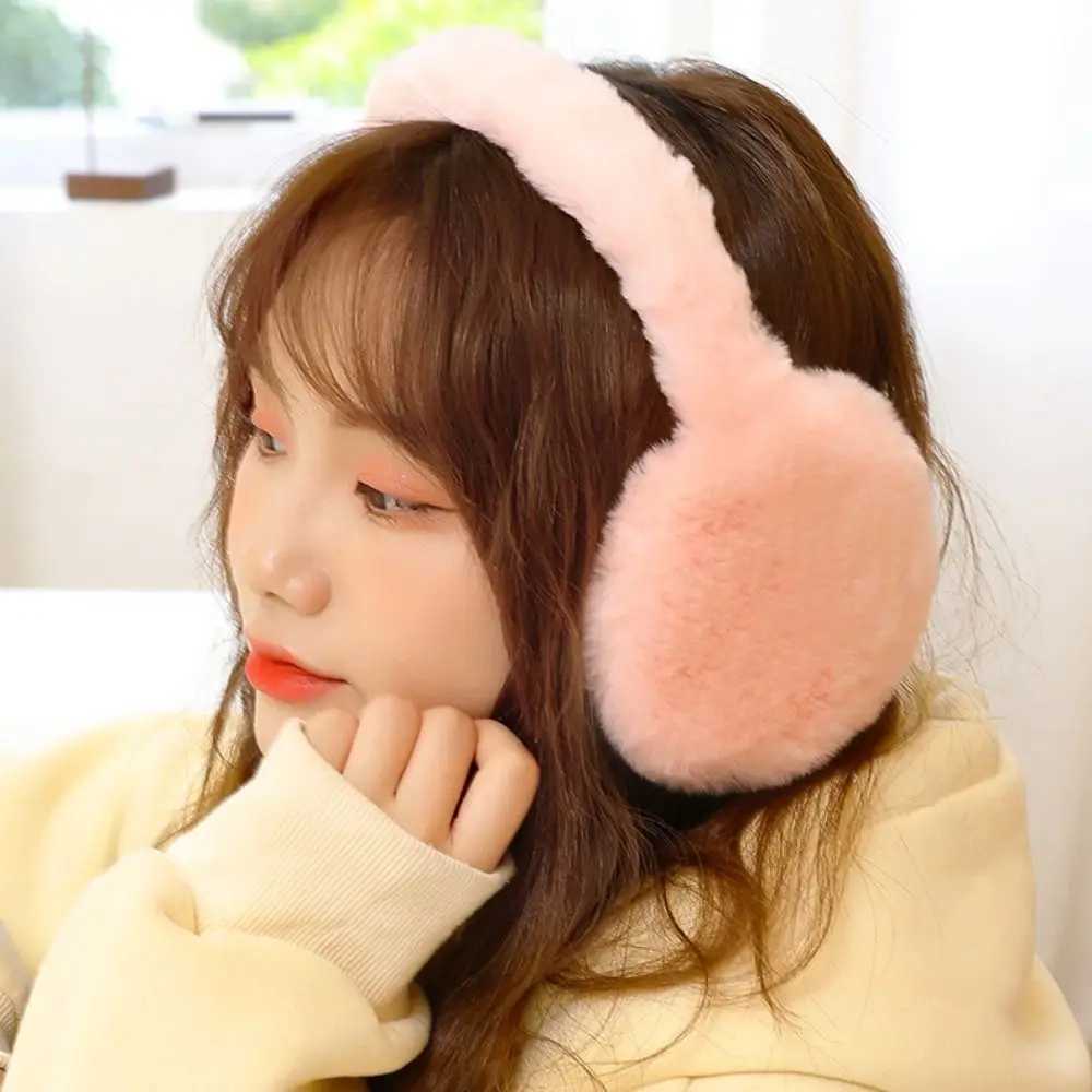 Fashionable autumn and winter earmuffs for women plush solid color adjustable warm folding earmuffs W241126