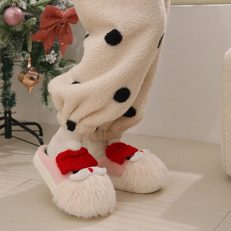 Women Christmas Slippers Ladies Fall Winter Outdoor Cotton Non-slip Shoes Female Comfort Party Santa Claus Slipper 241126