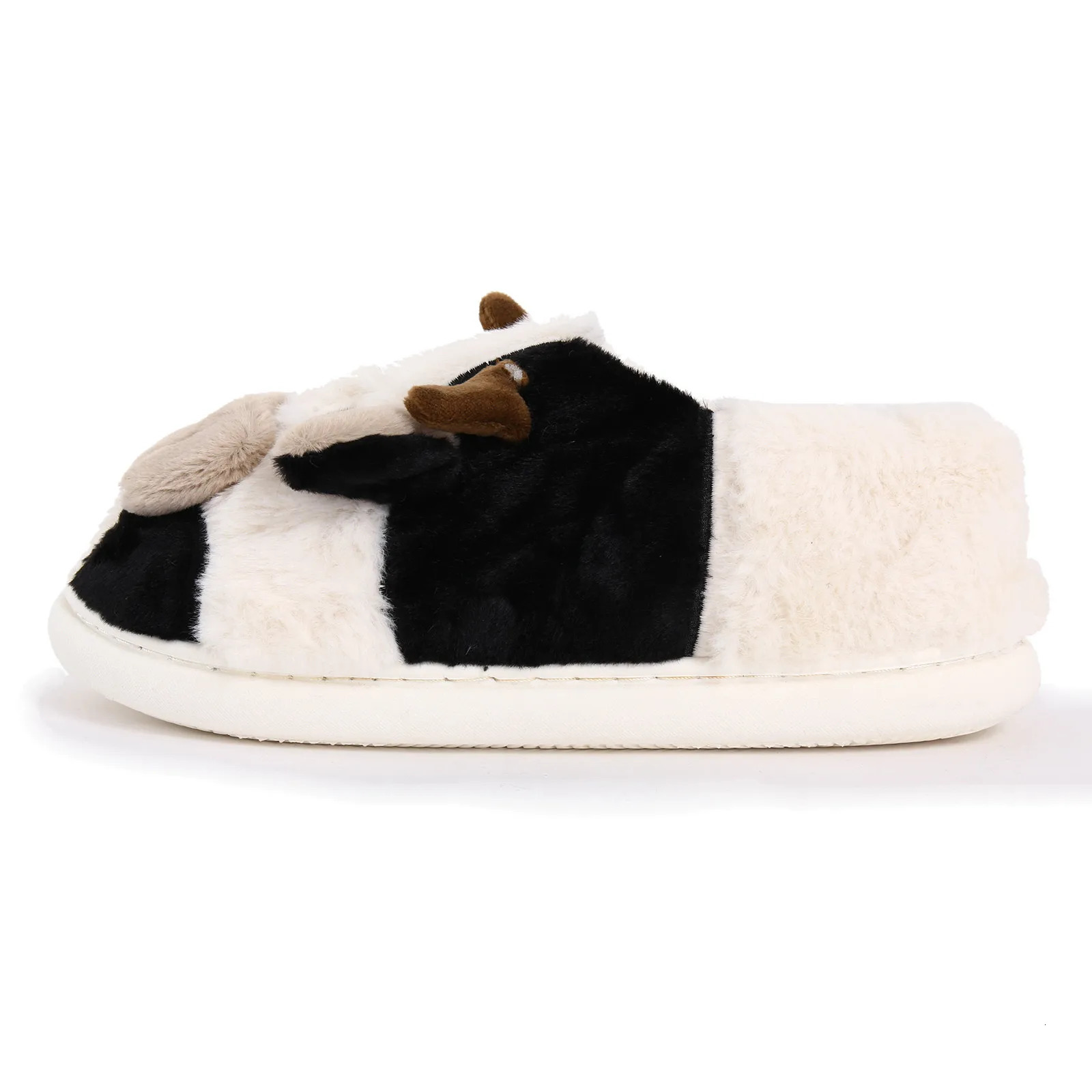 Kids Cute Animal Furry Slipper For Boys Girls Fashion Fluffy Winter Warm Slippers Children Cartoon Milk Cow Home Cotton Shoes 241126