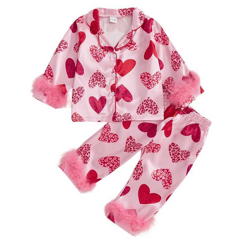 Clothing Sets Women s 2-Piece Valentine s Day Pajama Set with Long Sleeve Heart Print Shirt and Cozy Pants for Sleepwear H241126