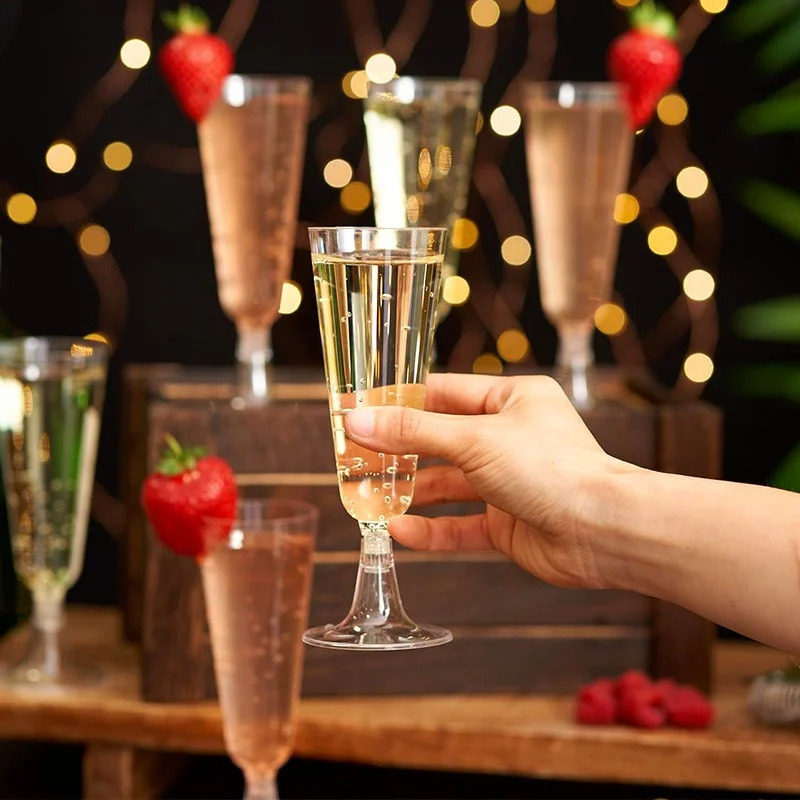 25pcs 150ml disposable sparkling glass champagne bar glass plastic champagne flute transparent Toasting glasses for wedding parties 241126