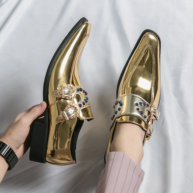 Fashion Purple Dress Shoes for Men Women Wedding Shoes Pointed Toe Shiny Rhinestones Shoes Men Urban Shoes Footwear 241126