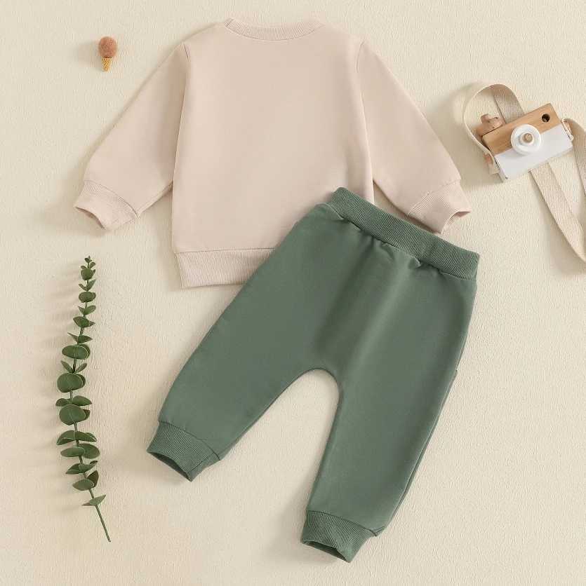 Clothing Sets Toddler Boy Fall Outfits Tractor Embroidery Long Sleeve Round Neck Sweatshirt with Solid Pants Set Boys Tracksuits Set H241126