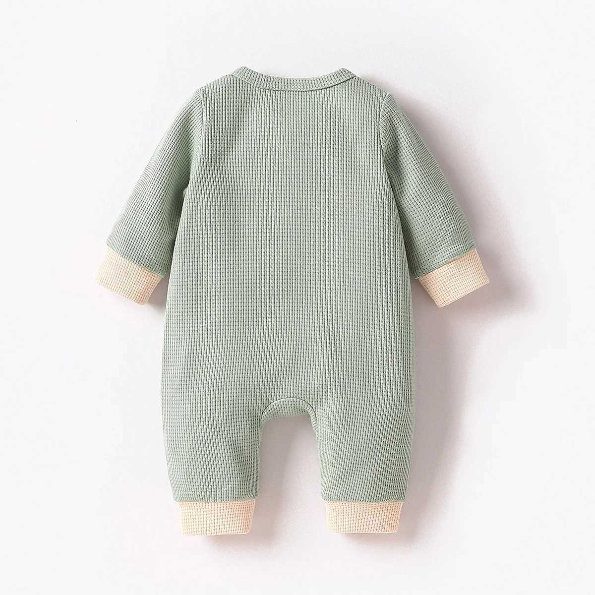 Clothing Sets Baby Boys Fall Long Sleeve Solid Single Breasted Green Casual Daily Jumpsuit Newborn-6M H241126