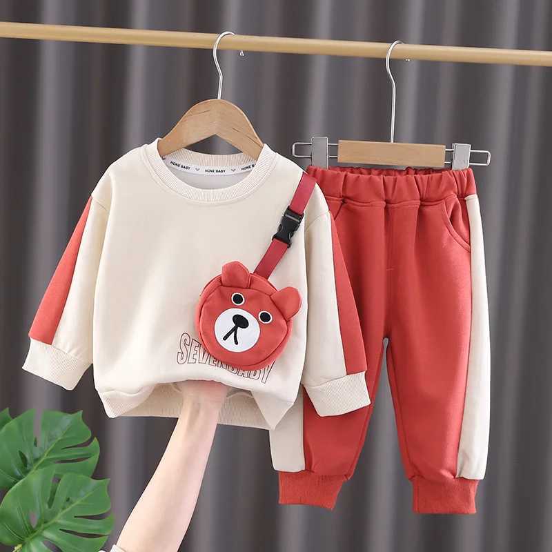 Clothing Sets Spring Autumn Baby Boys Clothes Suit Children Cartoon Bear Sweater Pants 2Pcs/Set Toddler Fashion Clothin Infant Kids Sportswear H241126