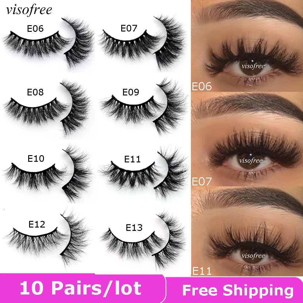 Visofree 10 Pairs/Lot 3D Mink Lashes Natural Long Wispy Thick False Eyelashes Maquillaje Reusable Eyelashes Set Wholesale E11 241125