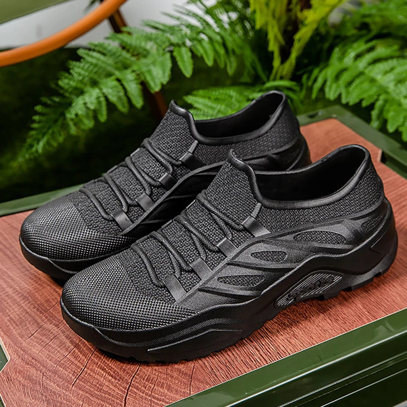 mens rain boots flat bottomed waterproof wear-resistant kitchen car wash work shoes outdoor mens sports shoes mens lightweight fishing shoes 241126