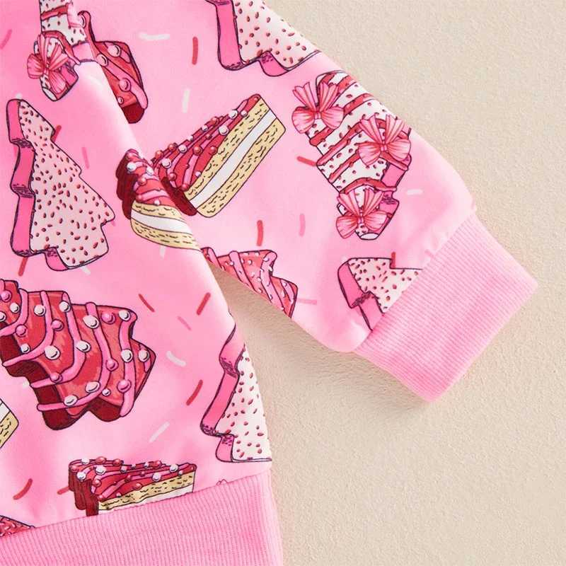 Clothing Sets Baby Girl 2Pcs Christmas Outfits Long Sleeve Cake Print Sweatshirt Tops Pants Set Toddler Kids Xmas Clothes Tracksuits Set H241126