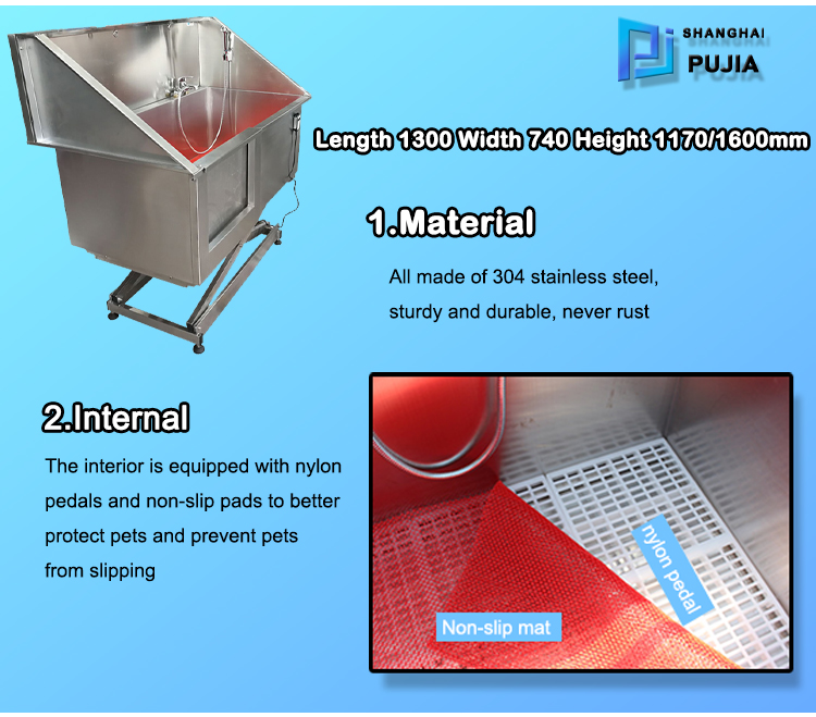 Stainless steel pet bathtub dog washing station High Quality Grooming Tools cleaning Sliding door convenient