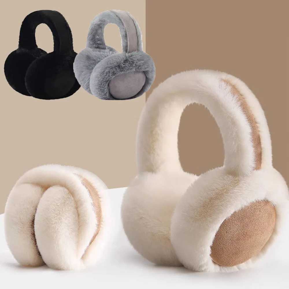 Winter Warm Earmuffs Cute Warm Brown Suede Plush Earmuffs Womens Maillard Collsible Soft And Thick Earmuffs Winter WearXJ241126
