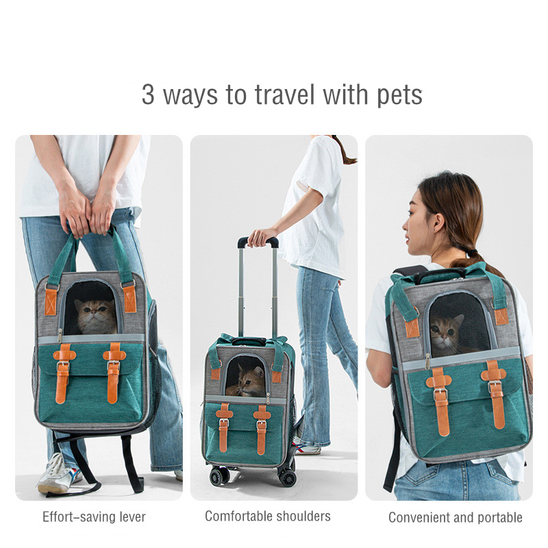 Wholesale Dog Cat Carrier With Wheels Outdoor Backpack Pet Carrier Pet Trolley Portable Pet Carrier
