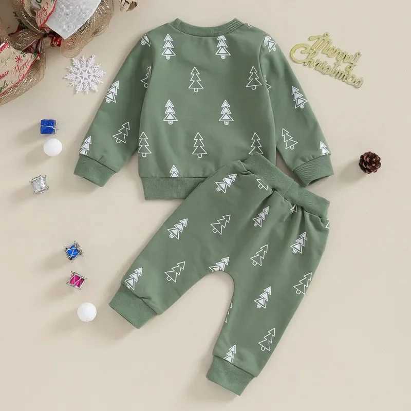 Clothing Sets Christmas Baby Boy Pant Sets Christmas Tree Print Long Sleeve Sweatshirt Tops and Bottom Sets Baby Items Clothing H241126