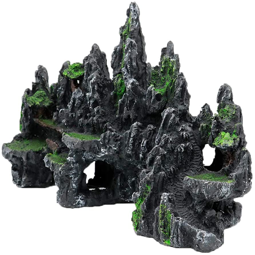Large Fish Tank Decorations Mountain View Aquarium Ornament Tree House Cave Bridge Fish Tank Decoration