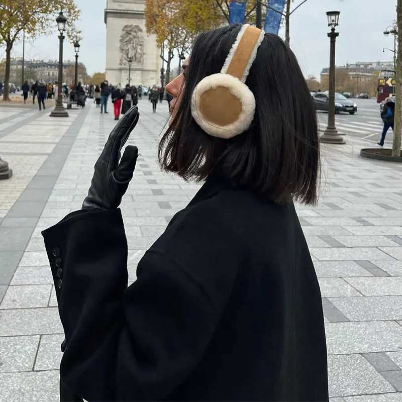 Autumn Winter Women Ear Muffs Suede Fabric Plush Fashion Soft Cold-proof Earmuffs Color Blocking Delicate Cute Warm HeadphonesXJ241126